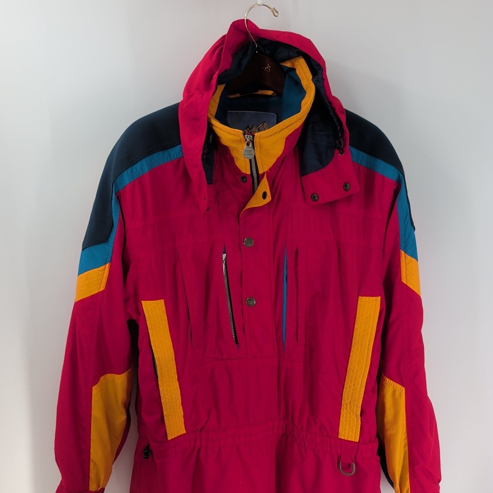 Vintage 90s Hard Corps Retro Half Zip Hooded Colorblock Ski Jacket‎ Sz XL
